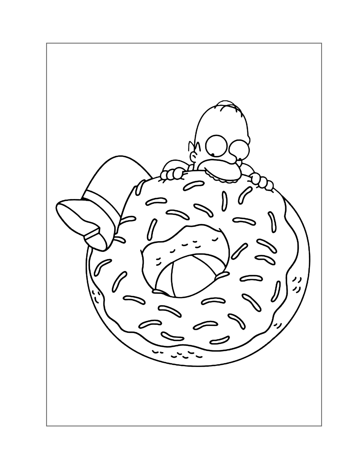 Homer Simpson Eating A Big Donut Coloring Page