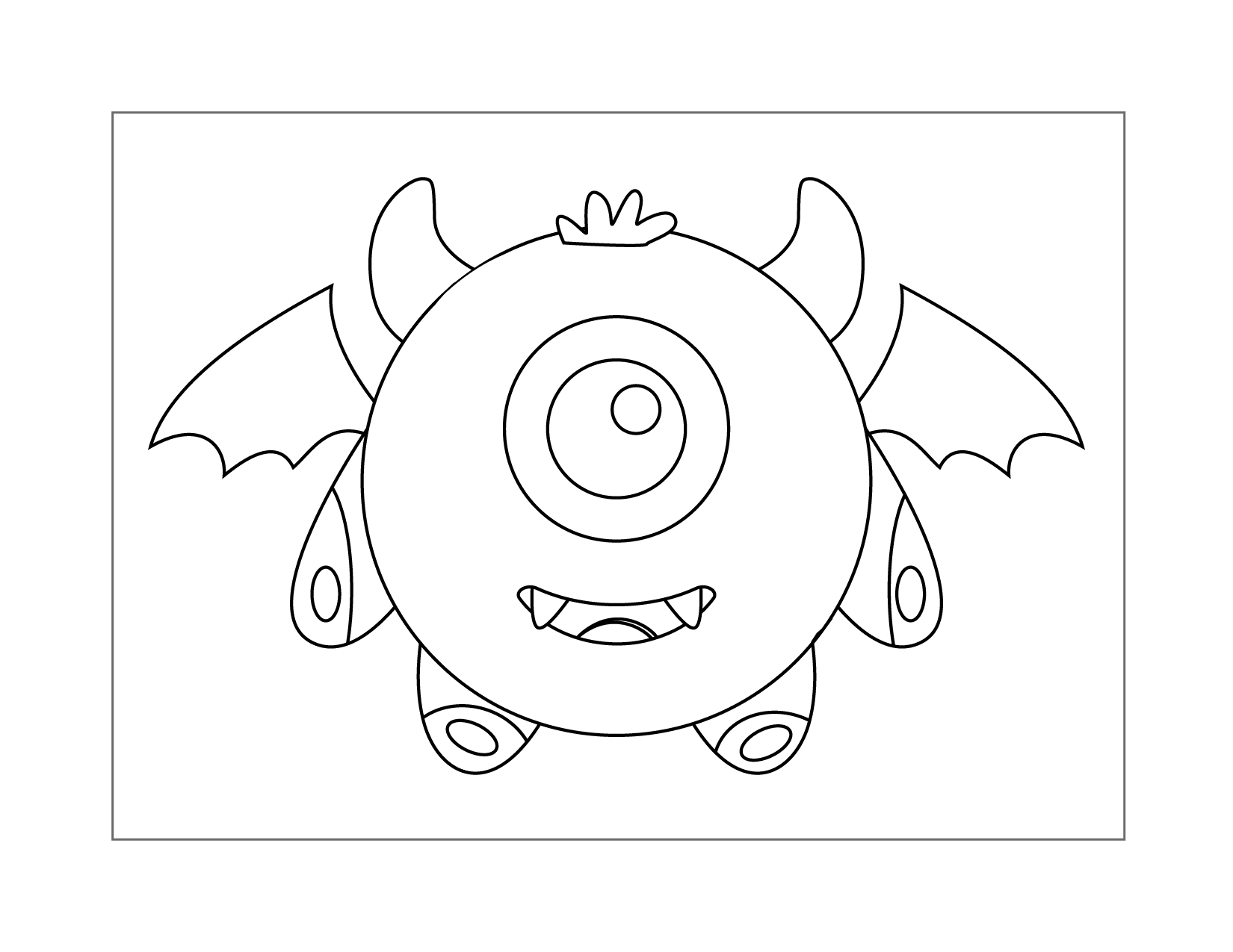 Horned Bat Monster Coloring Page
