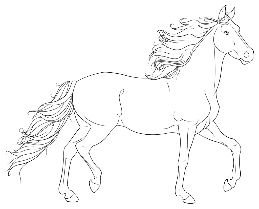 Horse Line Art Coloring Page