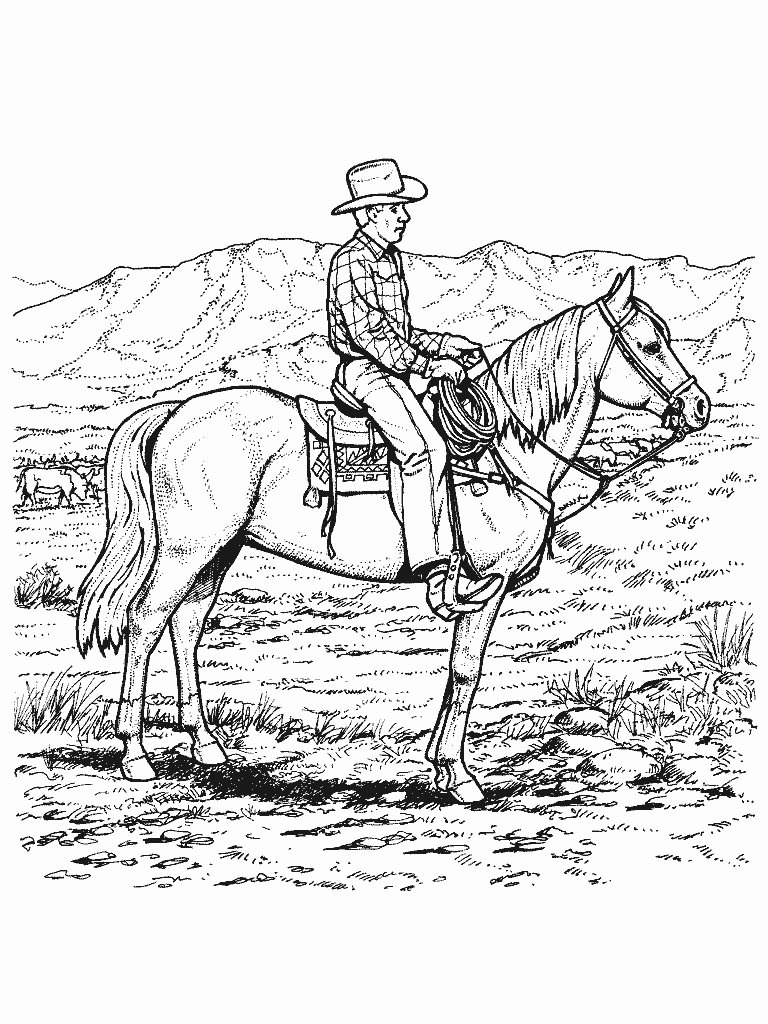 Horseback Ride Scene Coloring Page