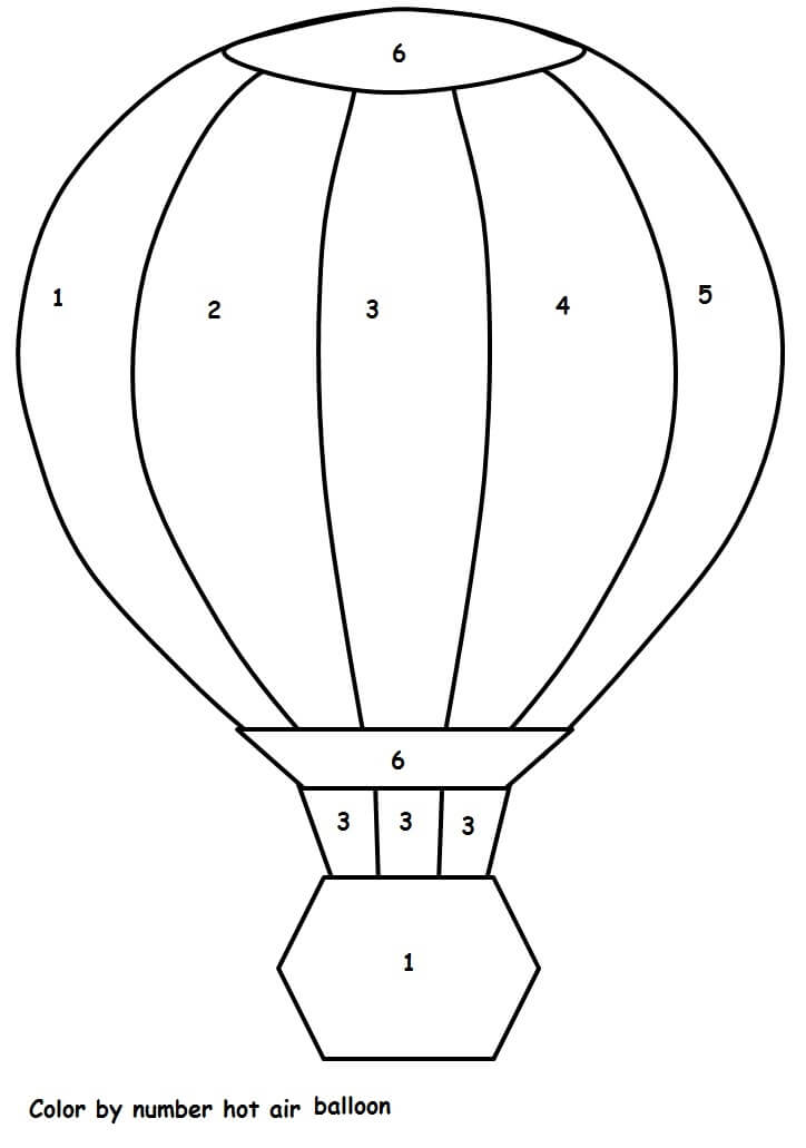 Hot Air Balloon Preschool Color by Number