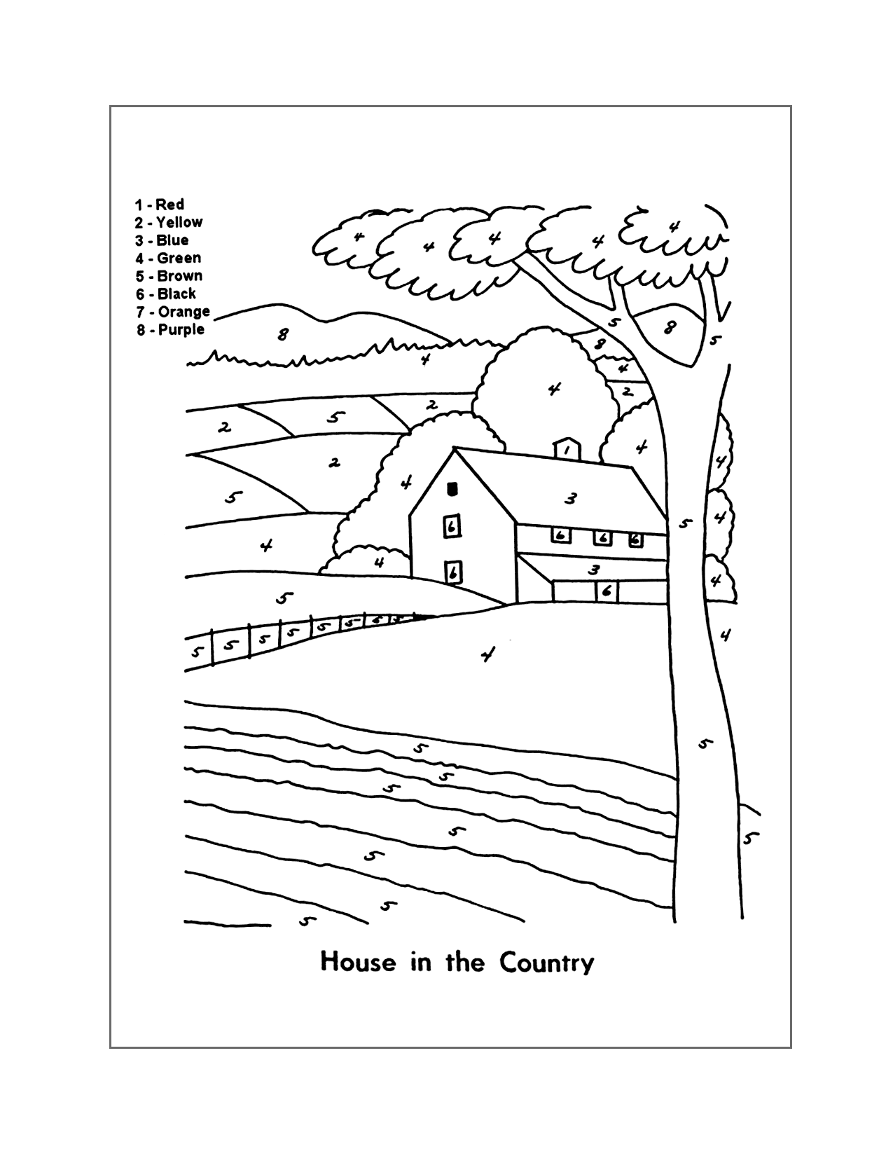 House In The Country Color By Number