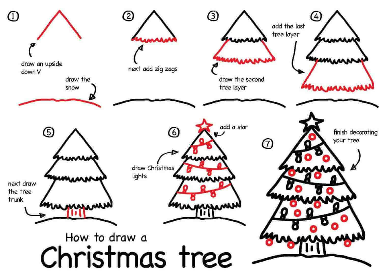 How to Draw a Christmas Tree Printable