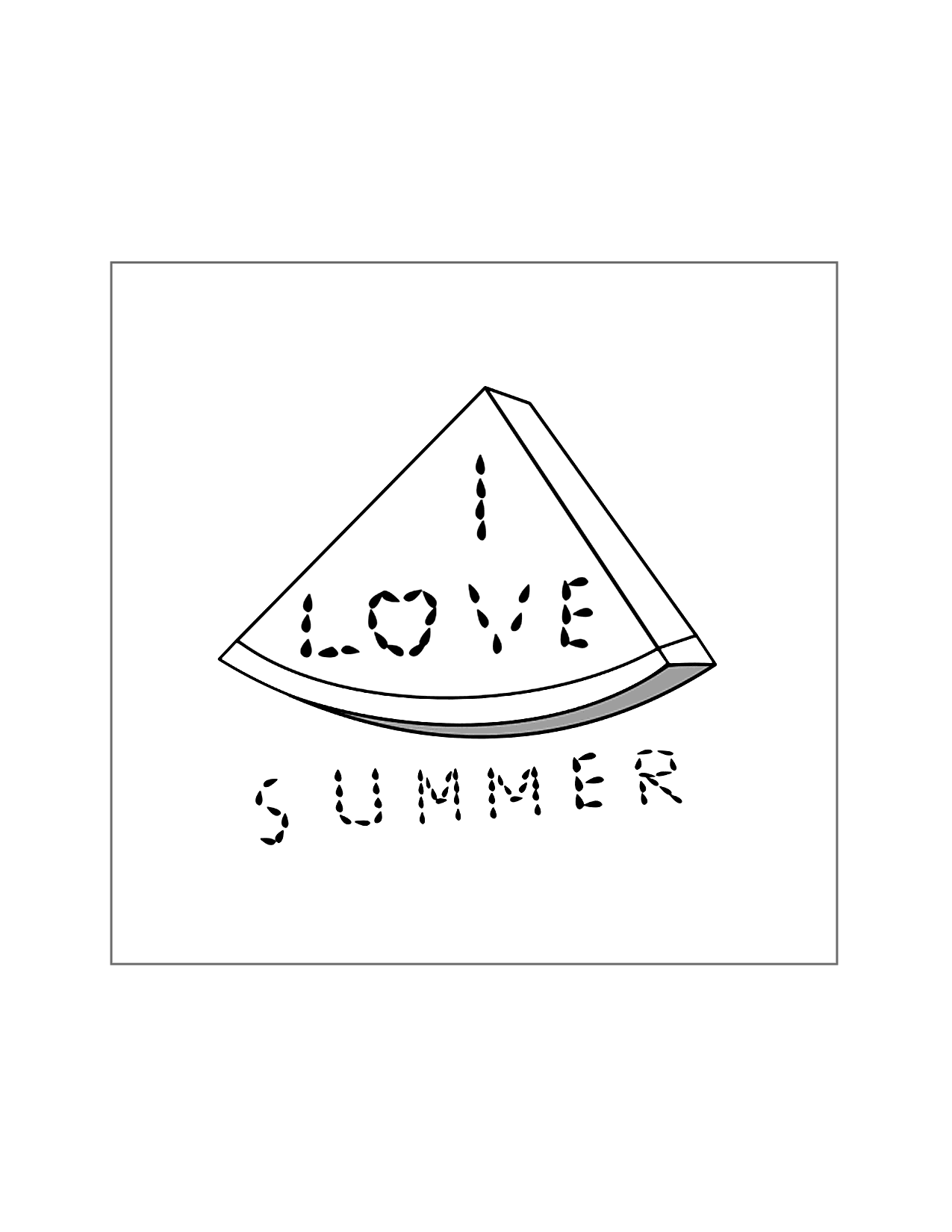 I Love Summer Watermelon Seed Coloring Page