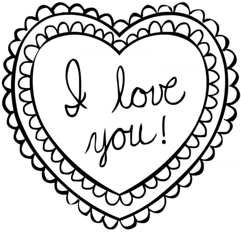 I Love You Heart Valentines Coloring Pages