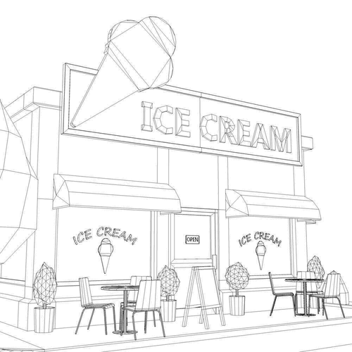 Ice Cream Parlor Restaurant Coloring Pages