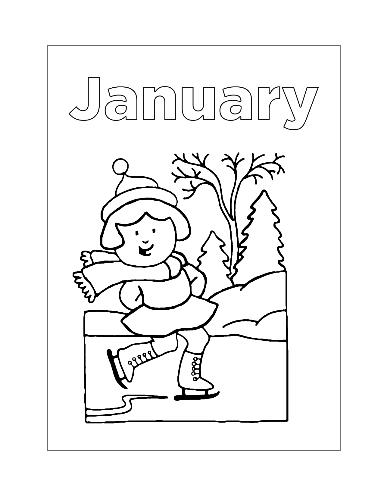 Ice Skating In January Coloring Page