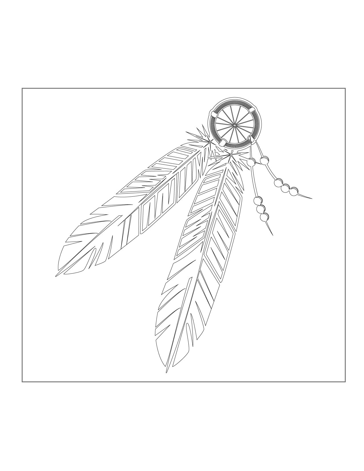 Indian Feathers Coloring Page