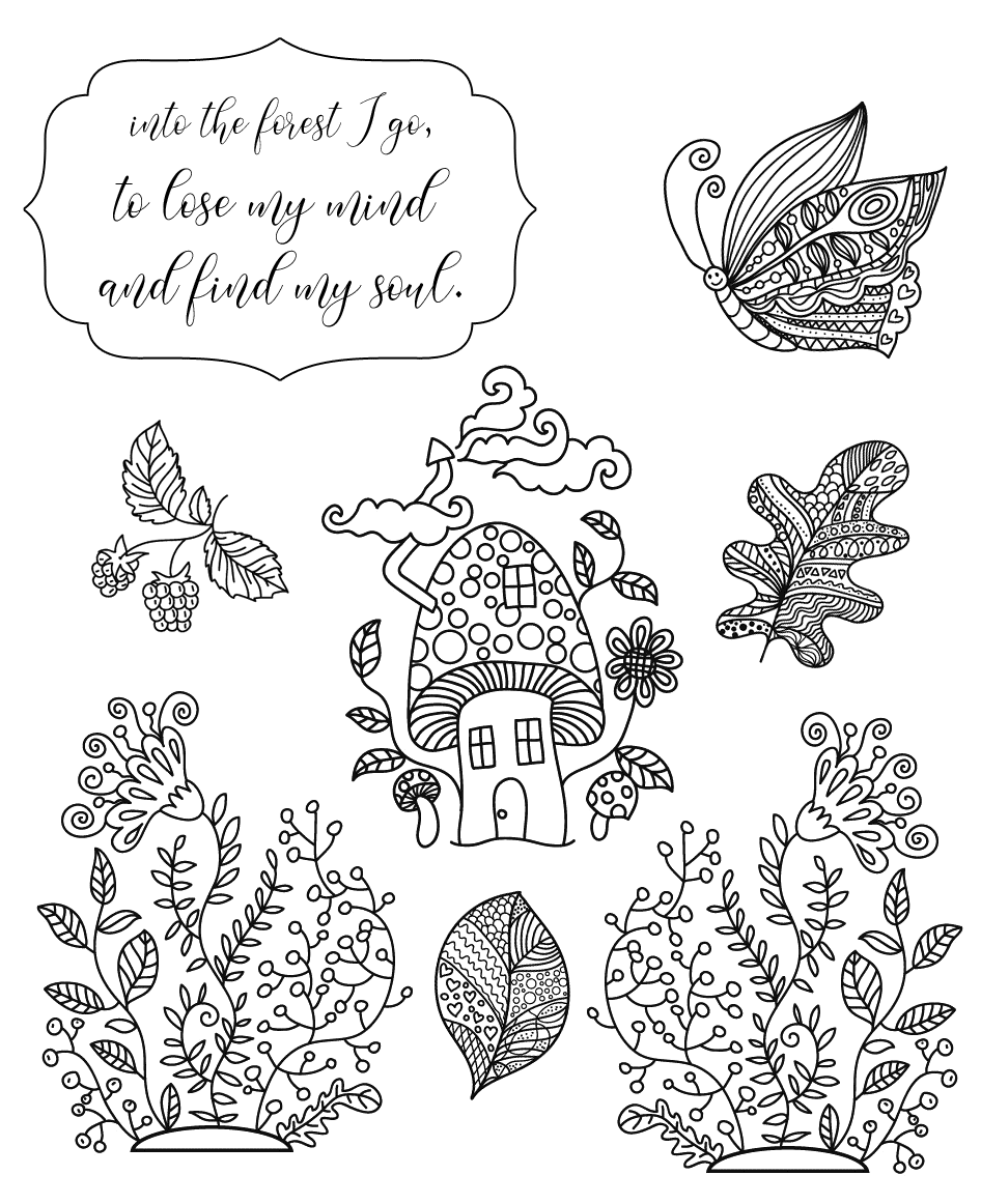 Into The Forest I Go Quote Coloring Page