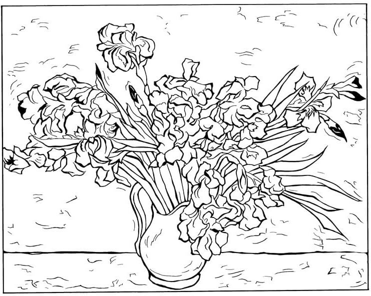 Iris Van Gogh Coloring Pages
