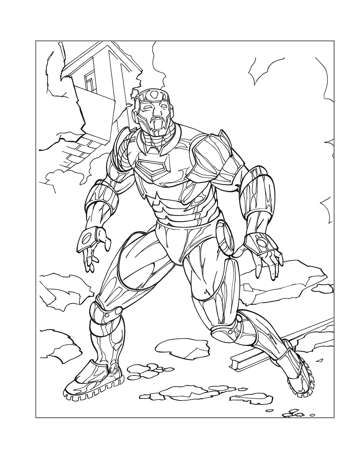 Iron Man Battle Scene Coloring Page