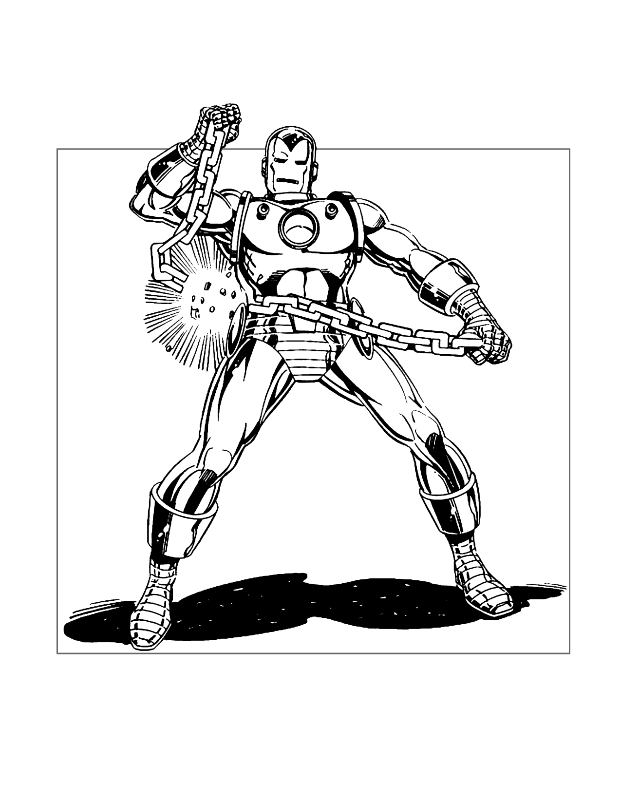 Iron Man Breaking Chains Coloring Page