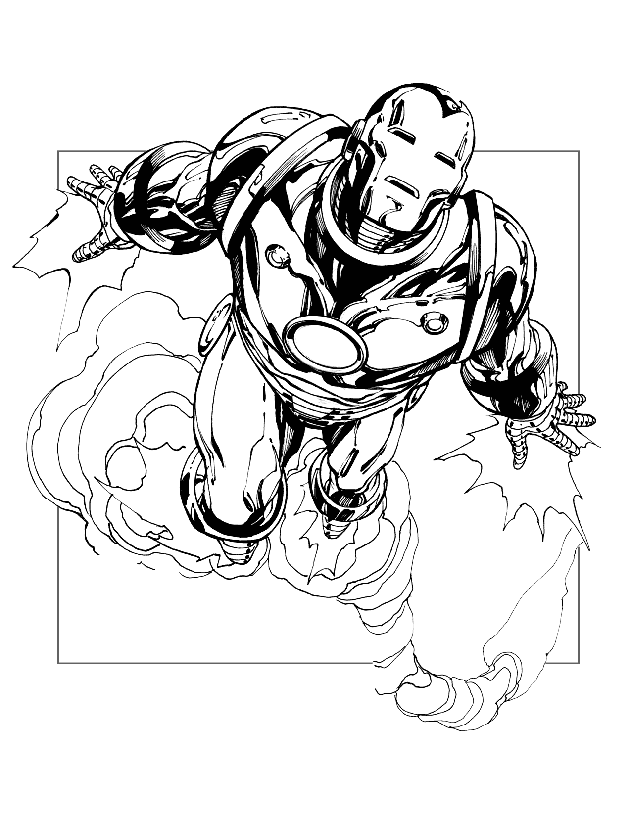 Iron Man Flying Coloring Page