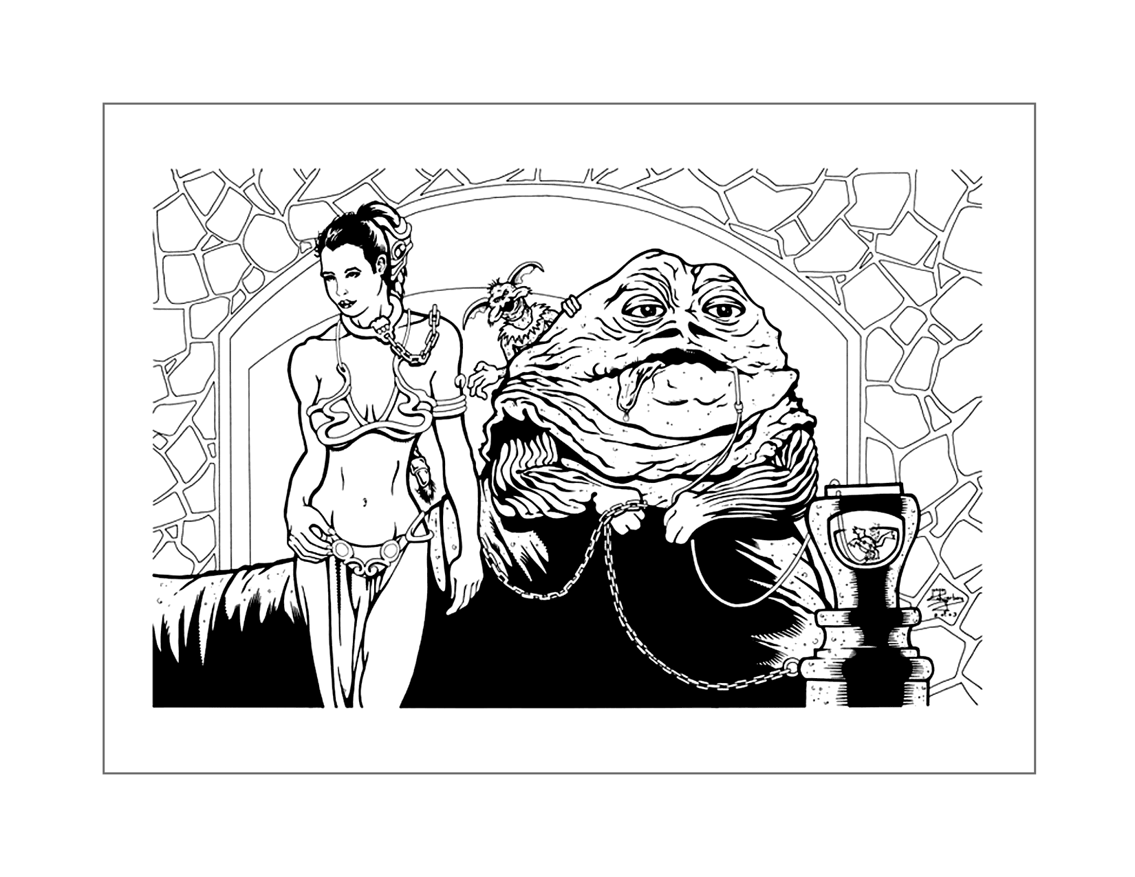 Jaba Captures Leia Star Wars Coloring Page