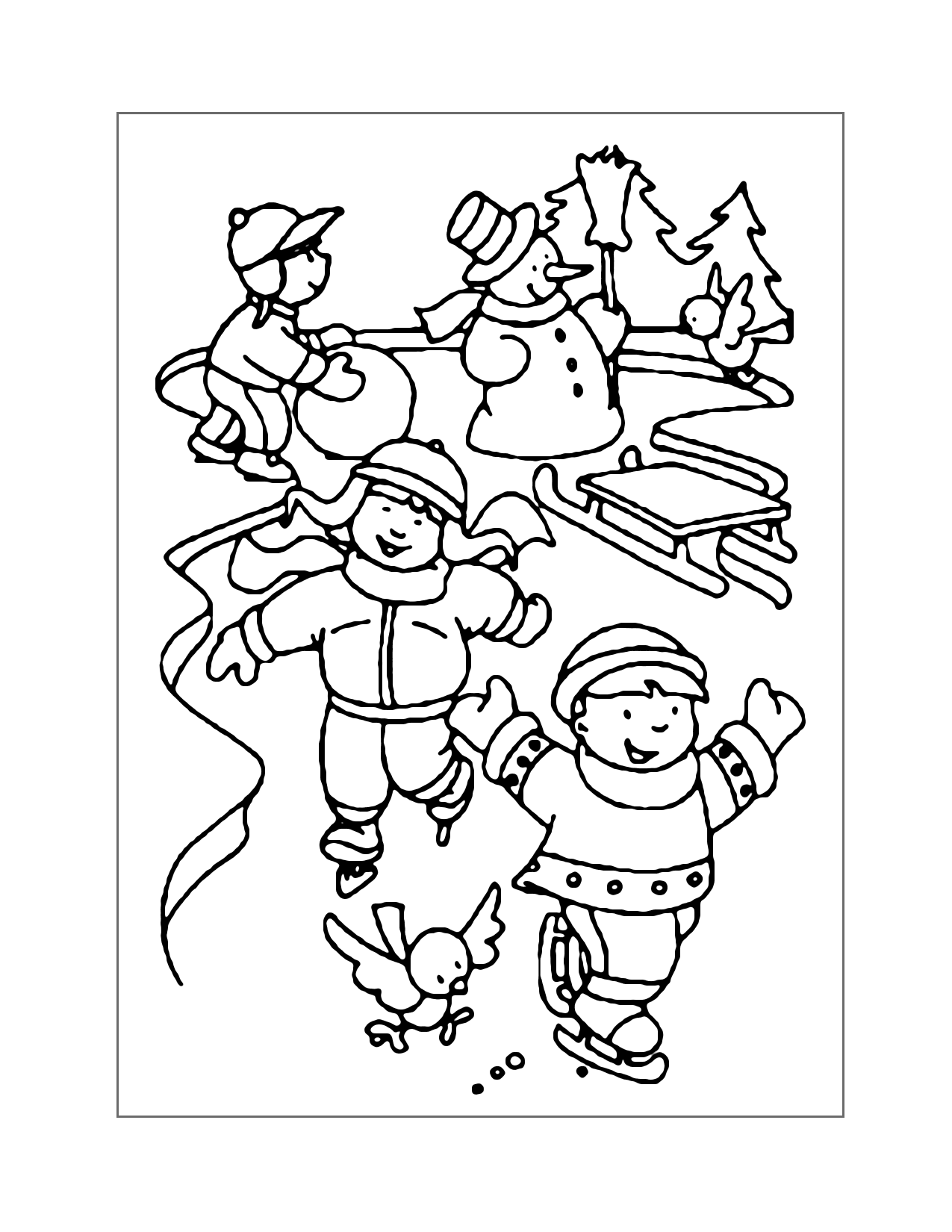 January Activities Coloring Page