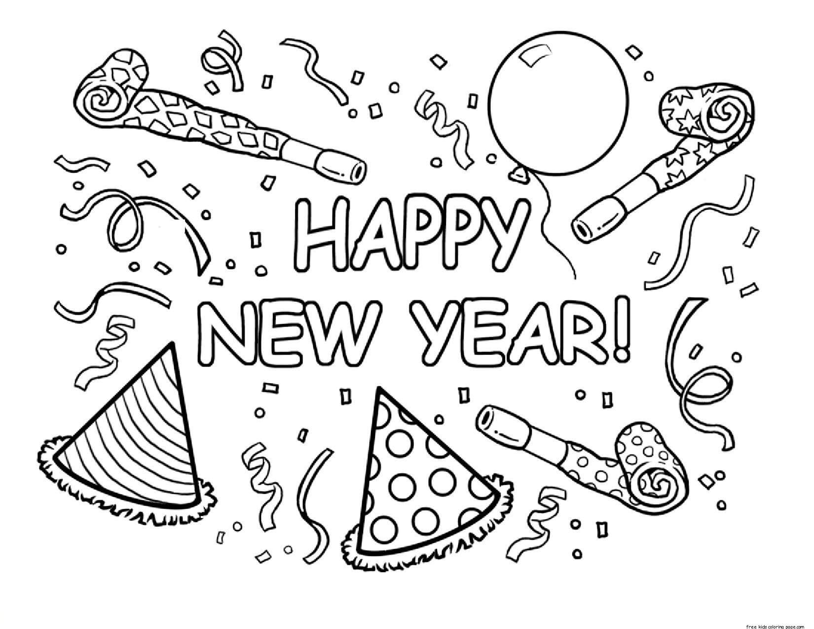 January Coloring Page Happy New Year