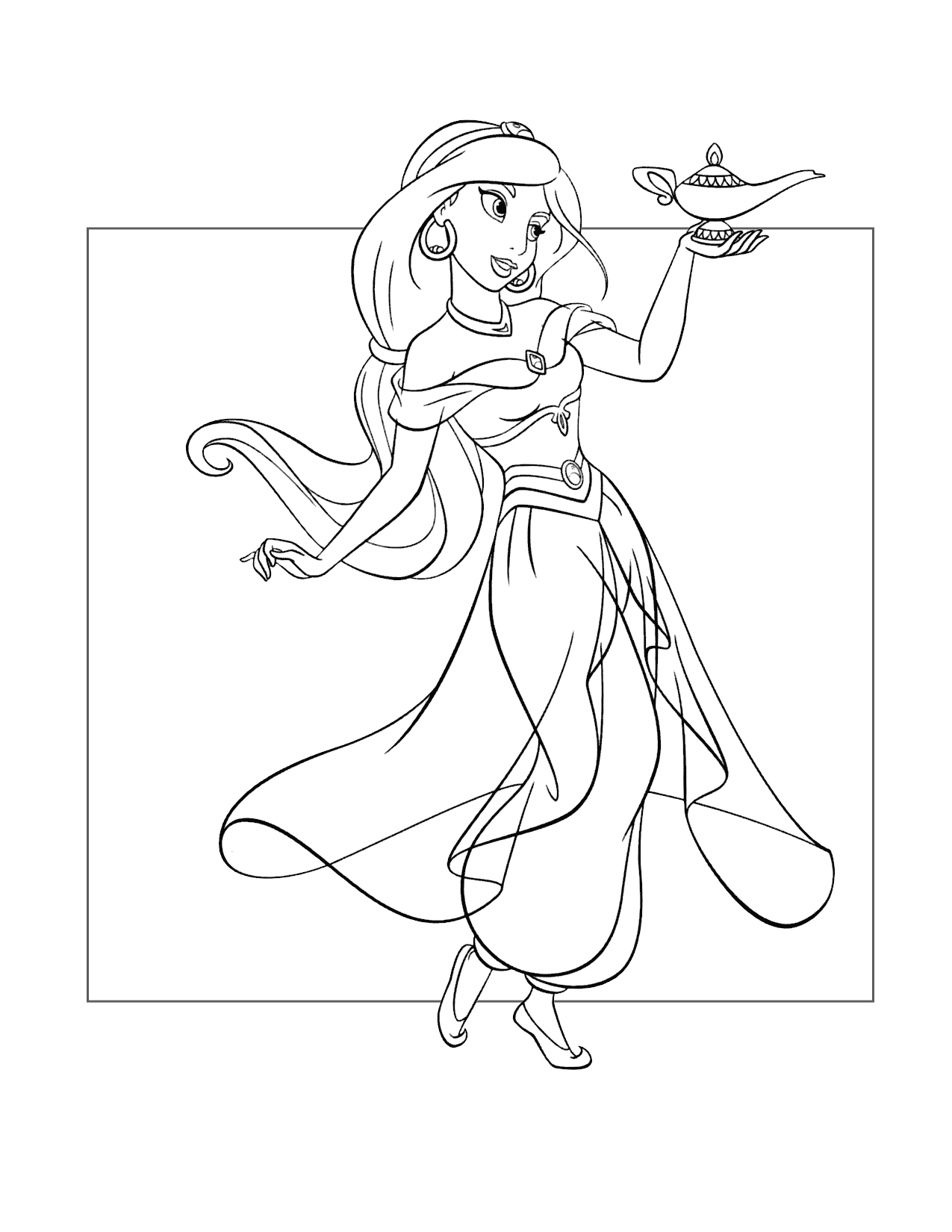 Jasmine Has The Lamp Coloring Page