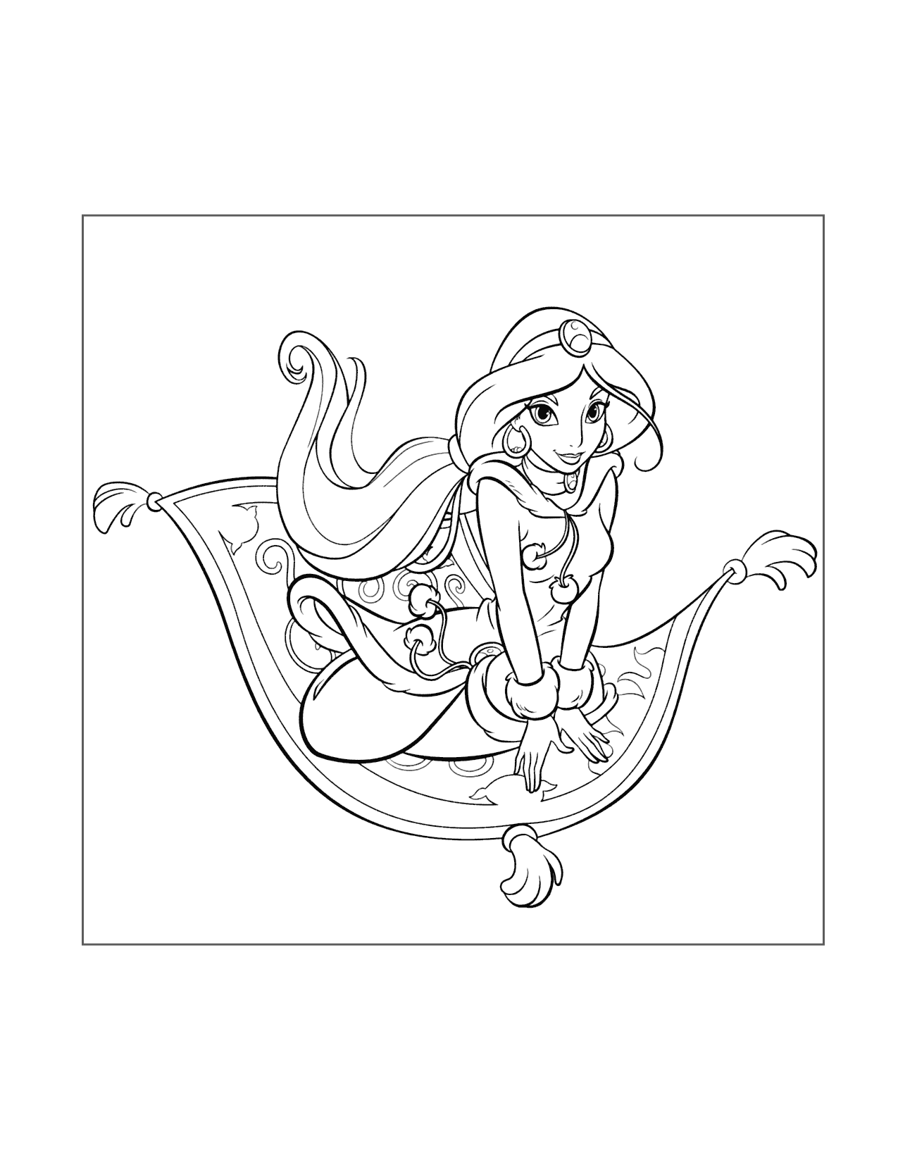 Jasmine And Magic Carpet Coloring Page