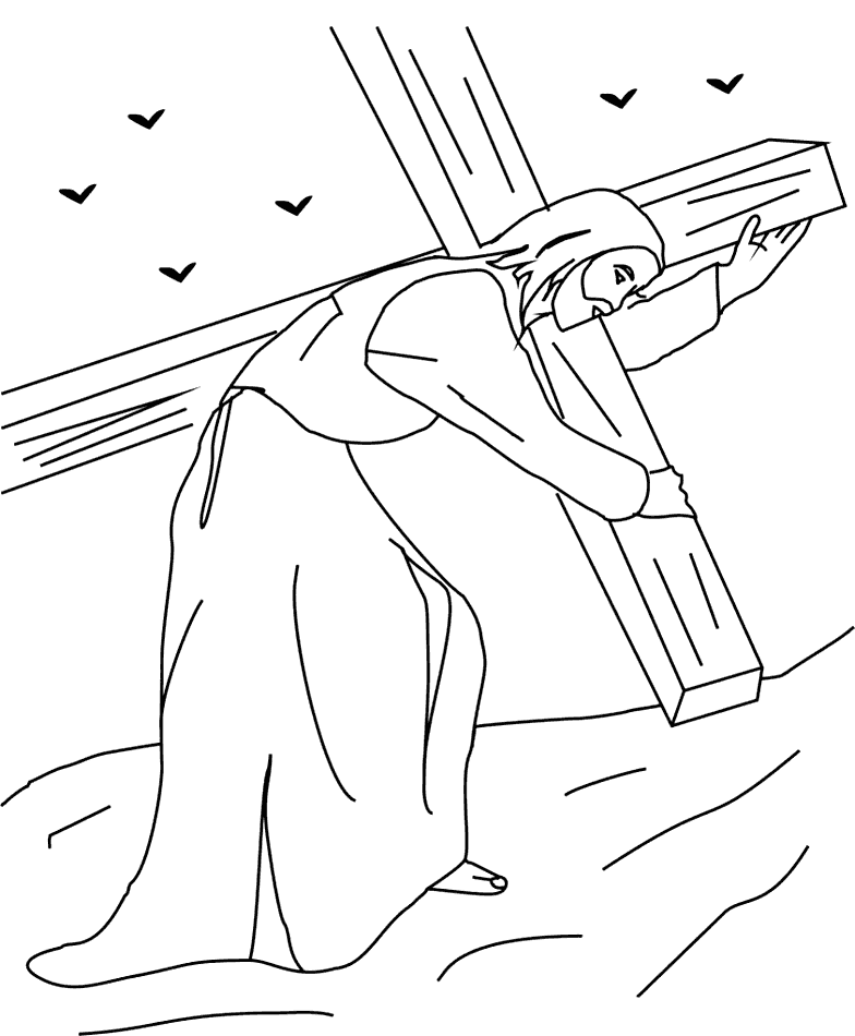 Jesus Christ Carrying The Cross Coloring Pages