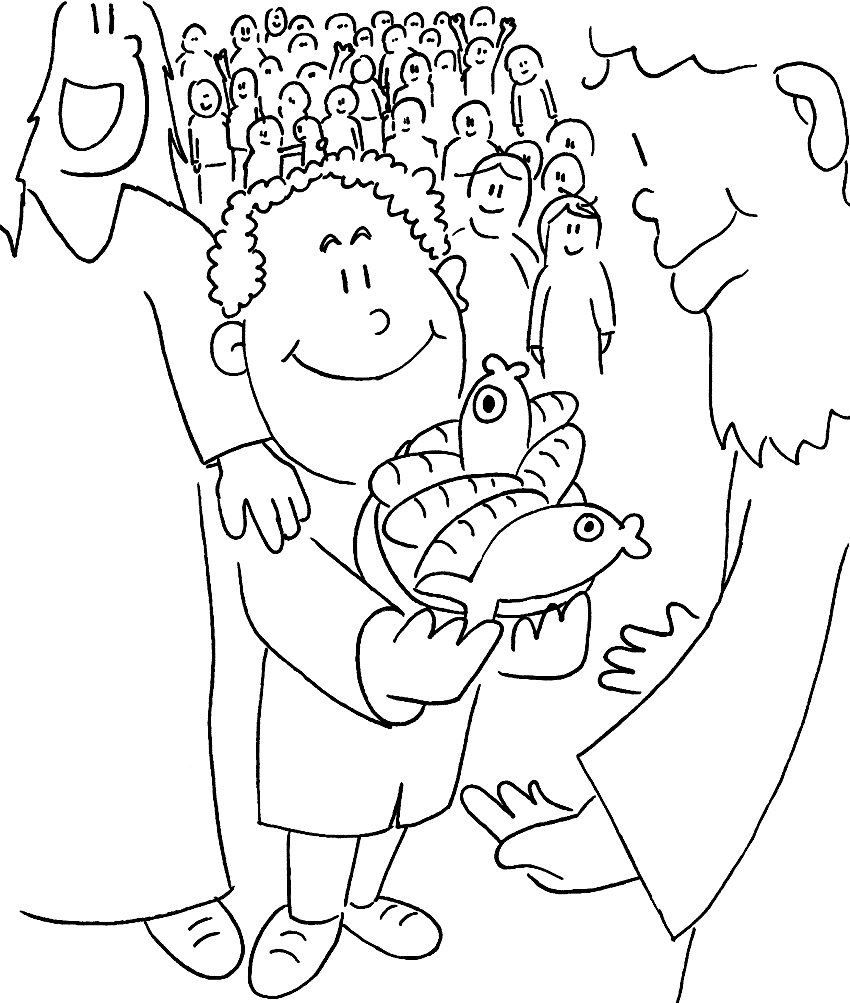 Jesus Feeds The Five Thousand Coloring Page