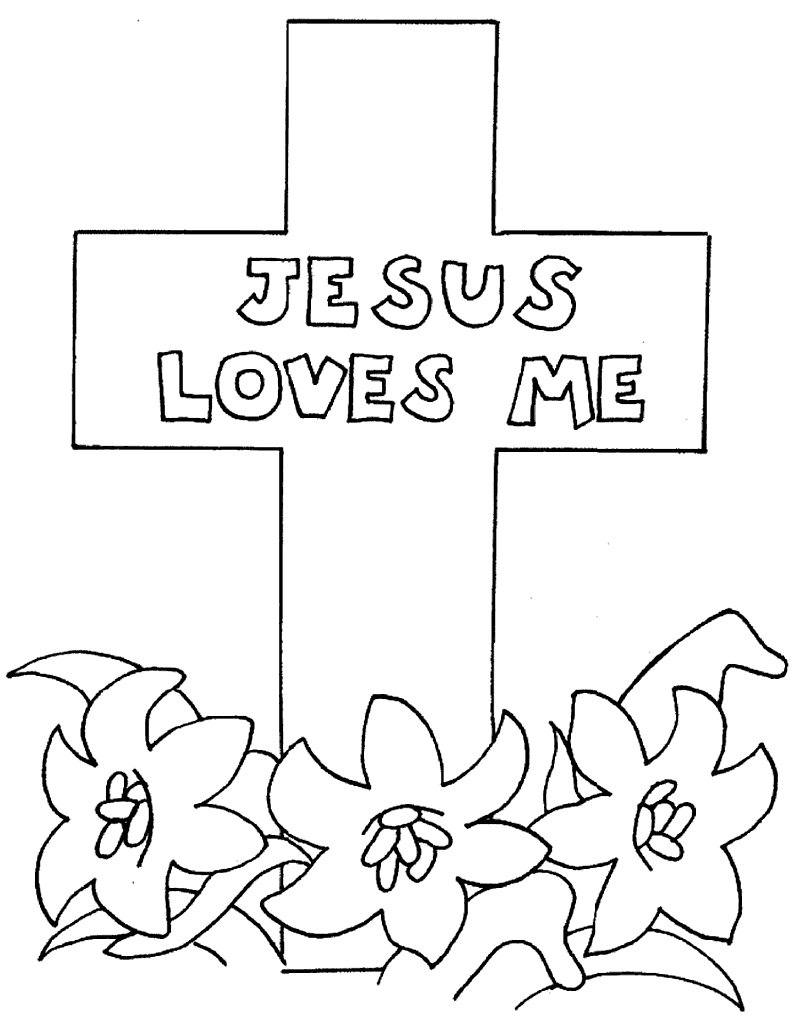 Jesus Loves Me Cross Coloring Page