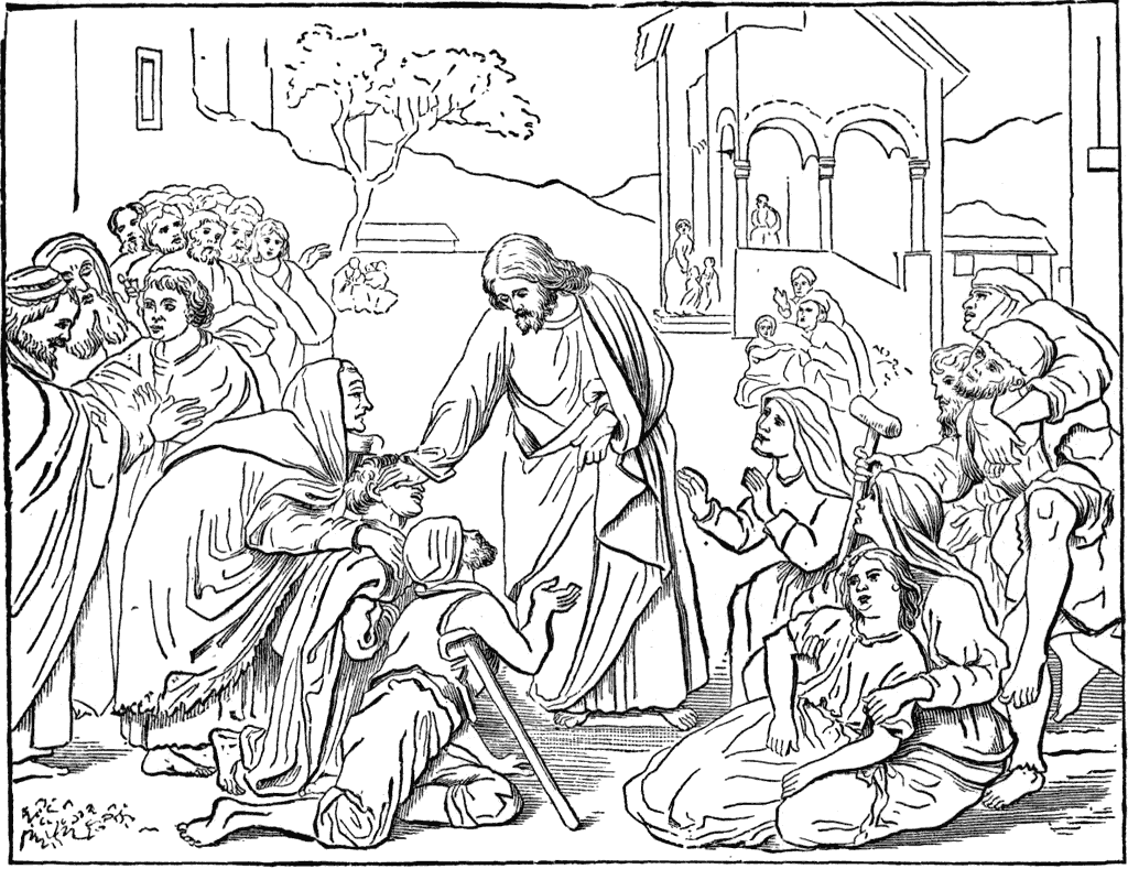 Jesus Miracle Healing The Sick Coloring Page