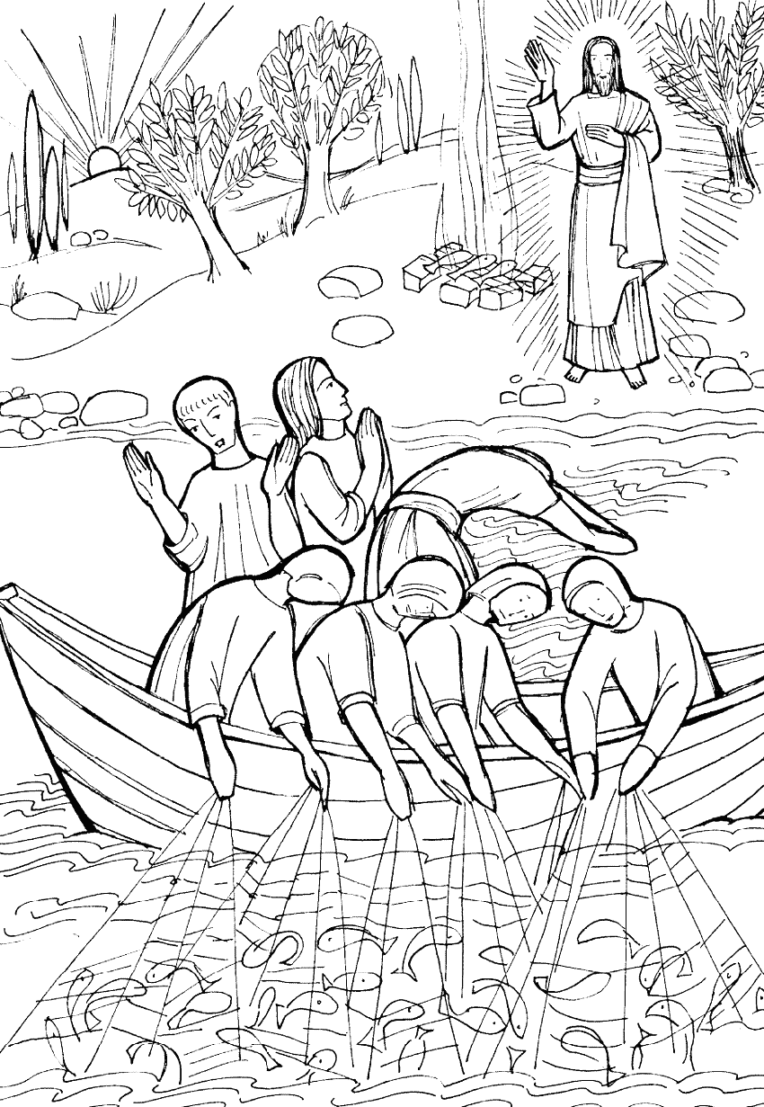 Jesus Miraculous Catch Of Fish Coloring Pages