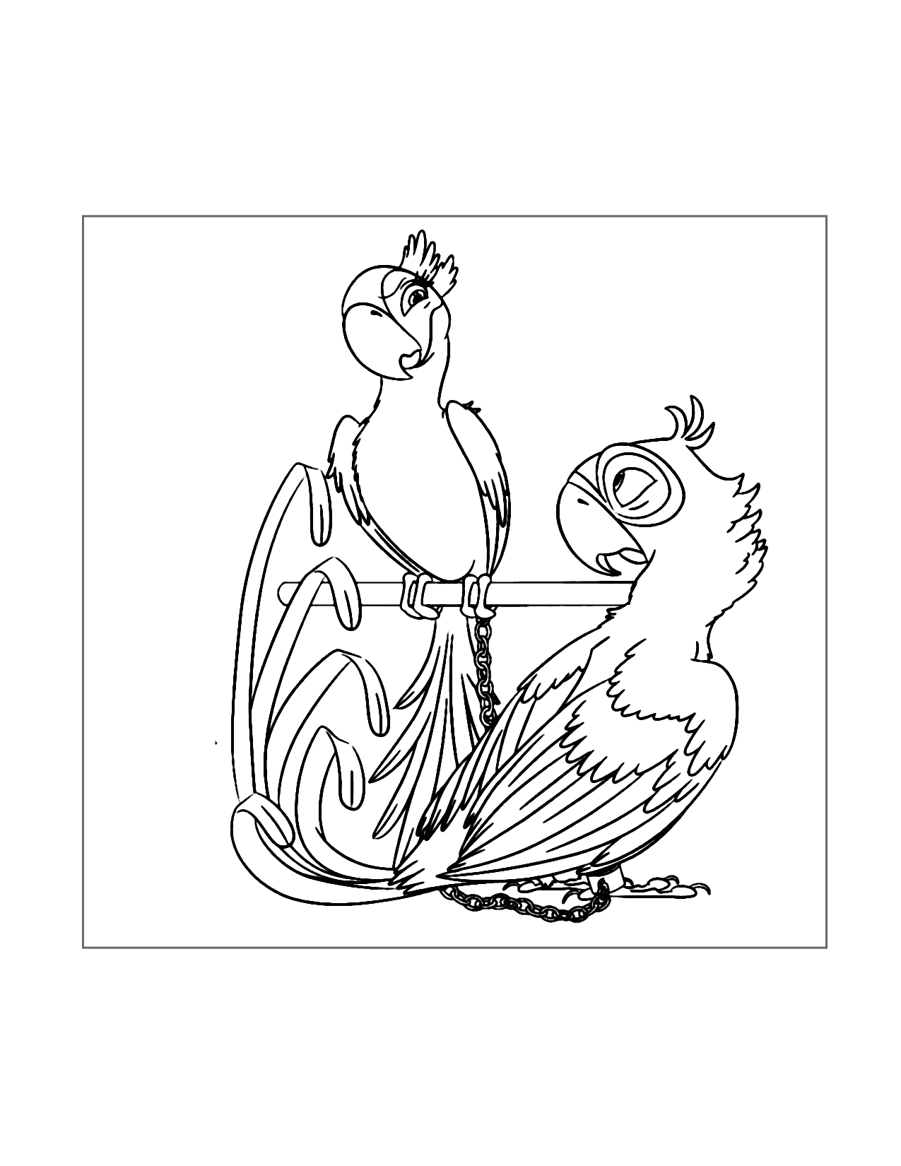 Jewel And Blu Are Chained Rio Coloring Page