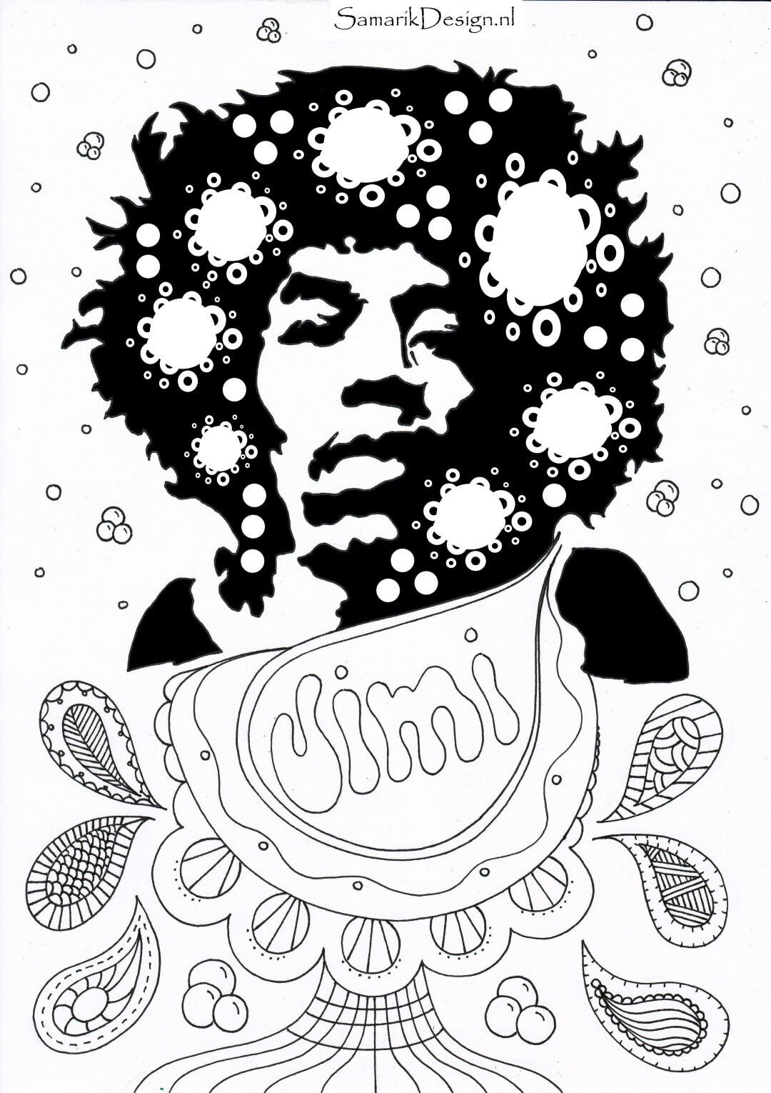 Jimi Hendrix Cool Coloring Pages