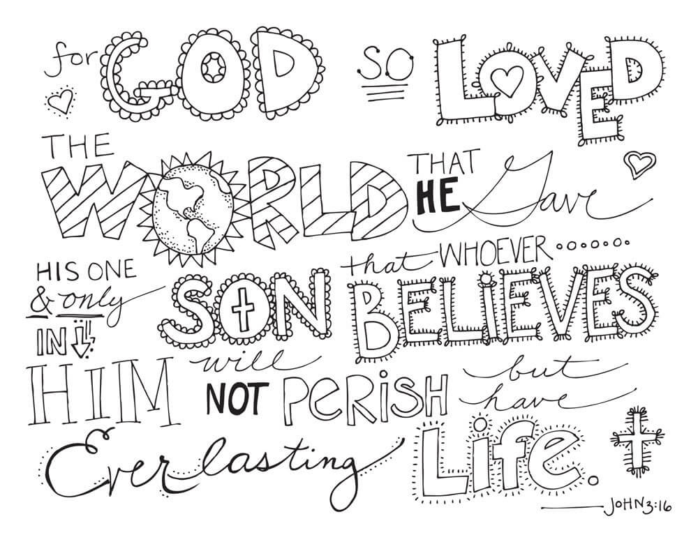 John 3.16 Bible Coloring Pages