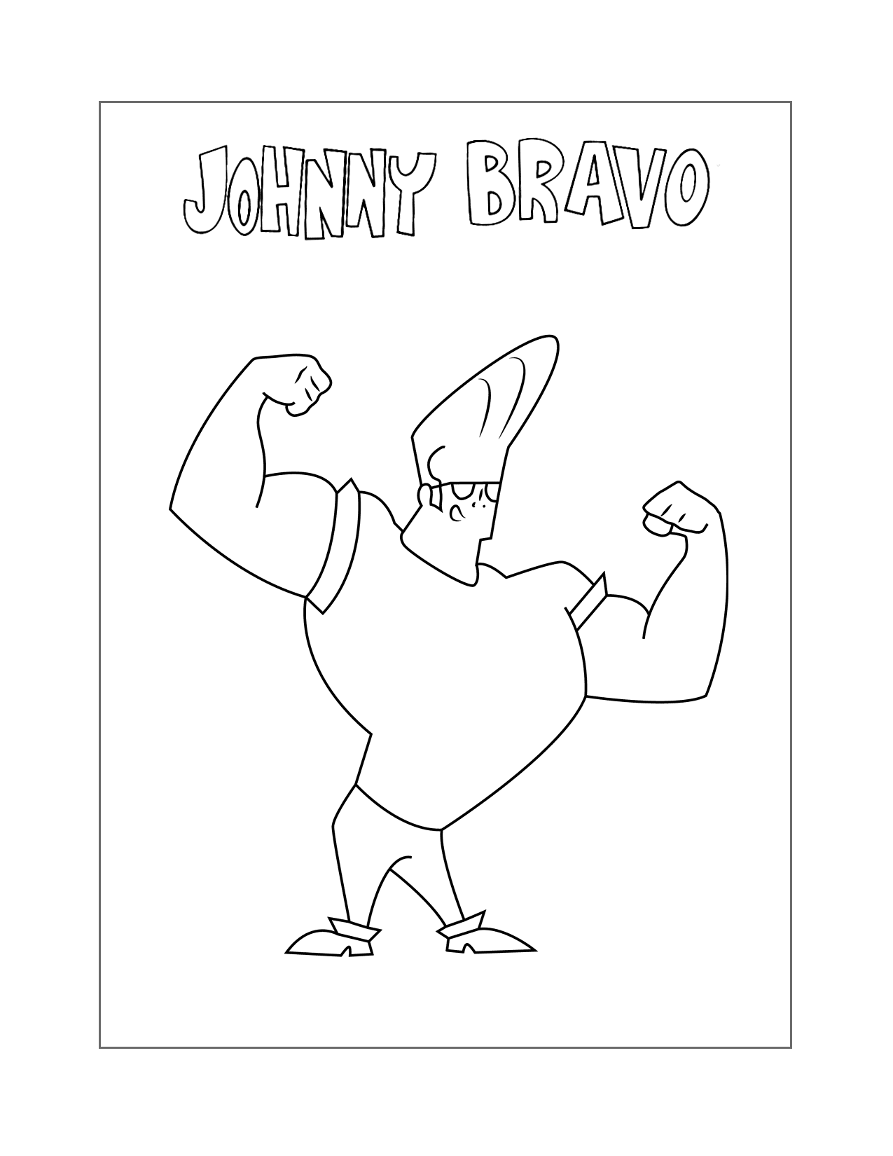 Johnny Bravo Flexing Muscles Coloring Page