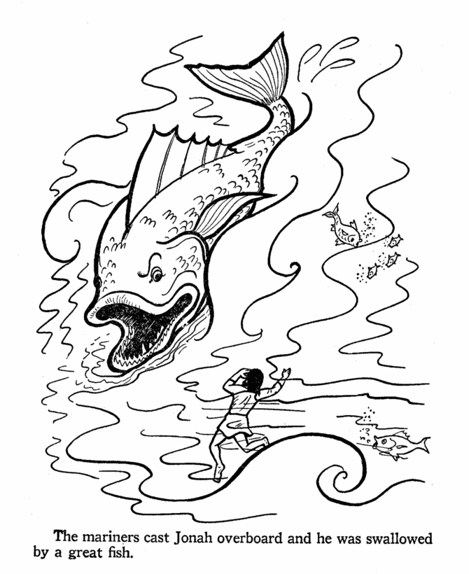 Jonah and the Fish - Bible Coloring Pages