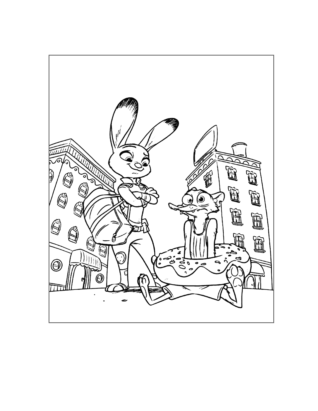 Judy Catches A Weasel Zootopia Coloring Page