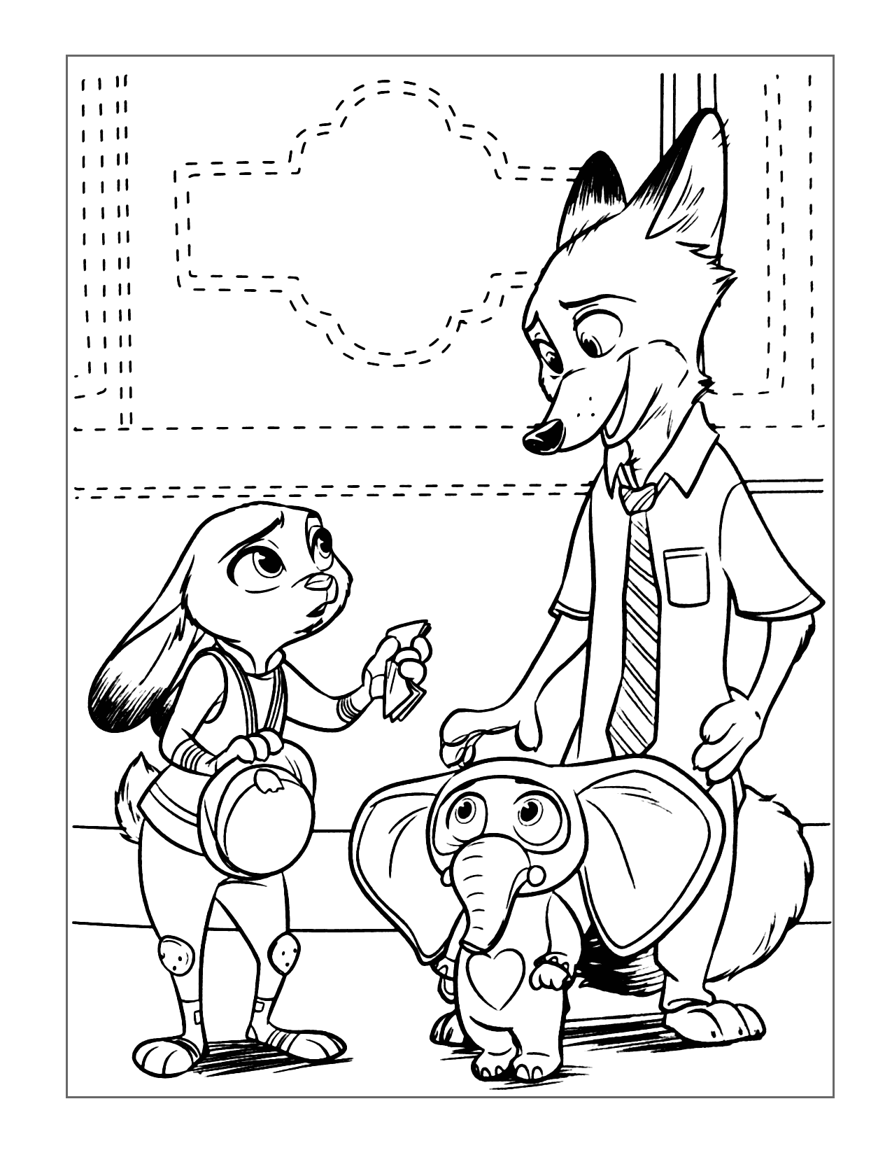 Judy Meets Nick Zootopia Coloring Page