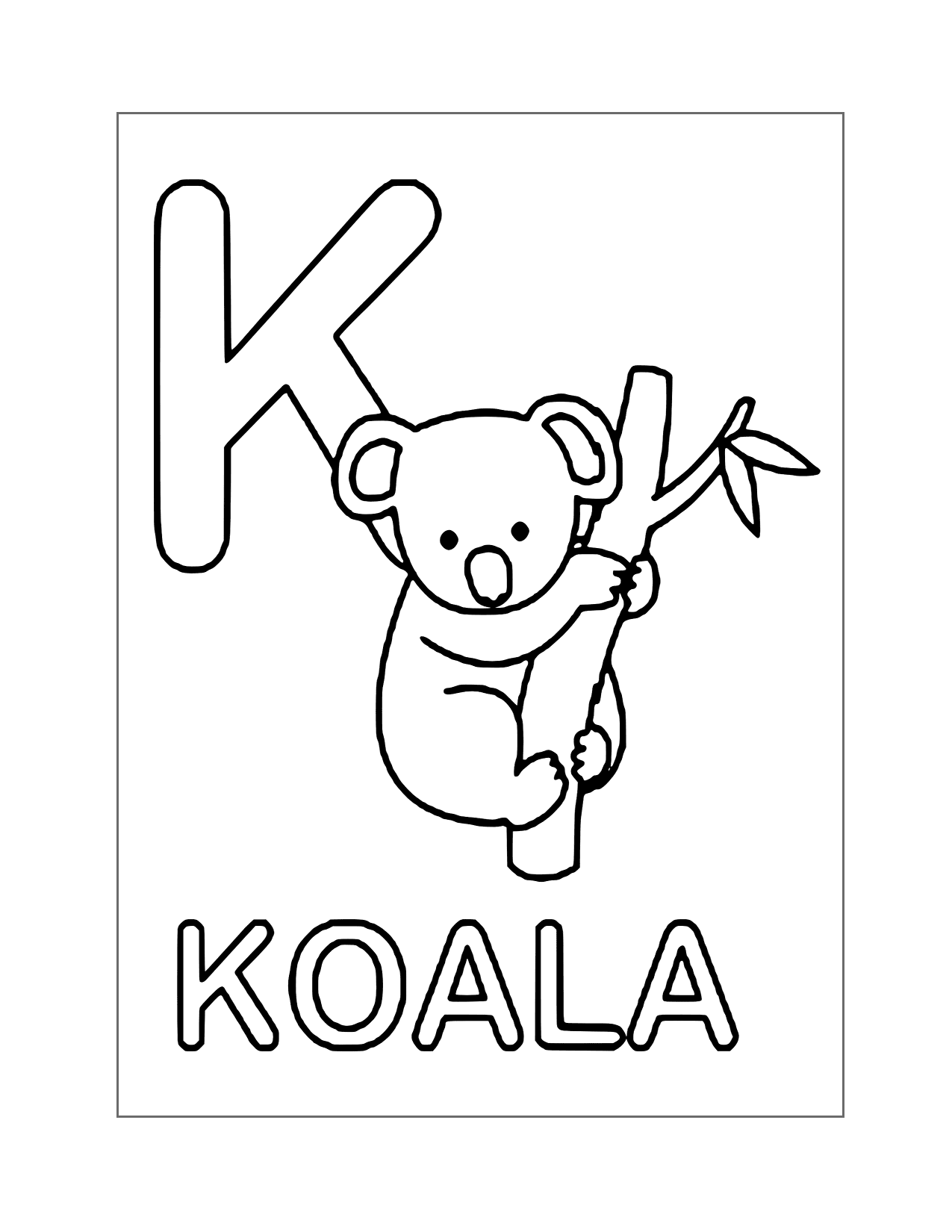 K For Koala Coloring Page