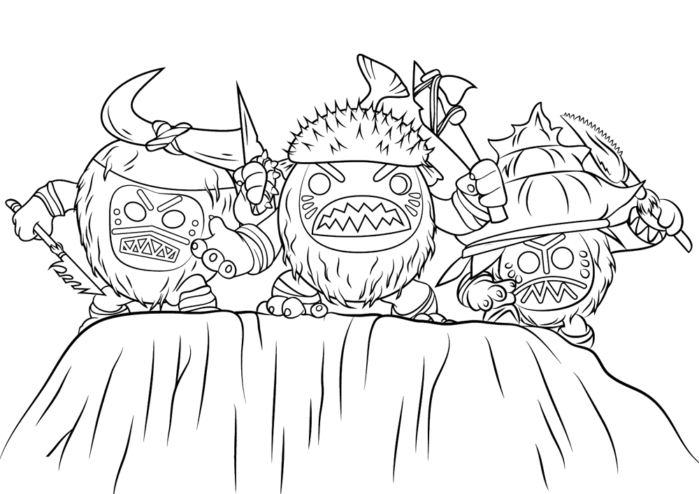 Kakamora Fighters Disney Moana Coloring Pages