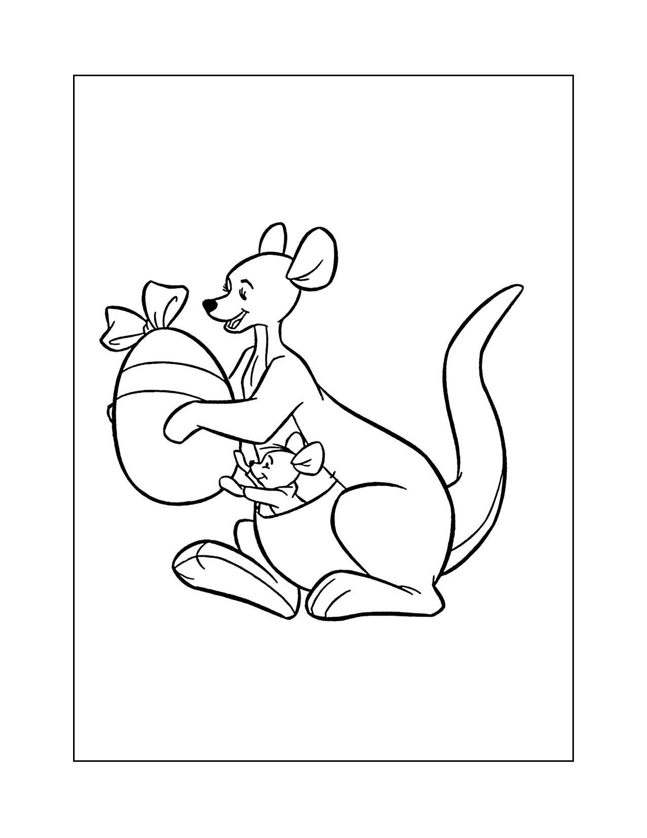Kanga And Roo Giving Easter Egg Gift Coloring Page