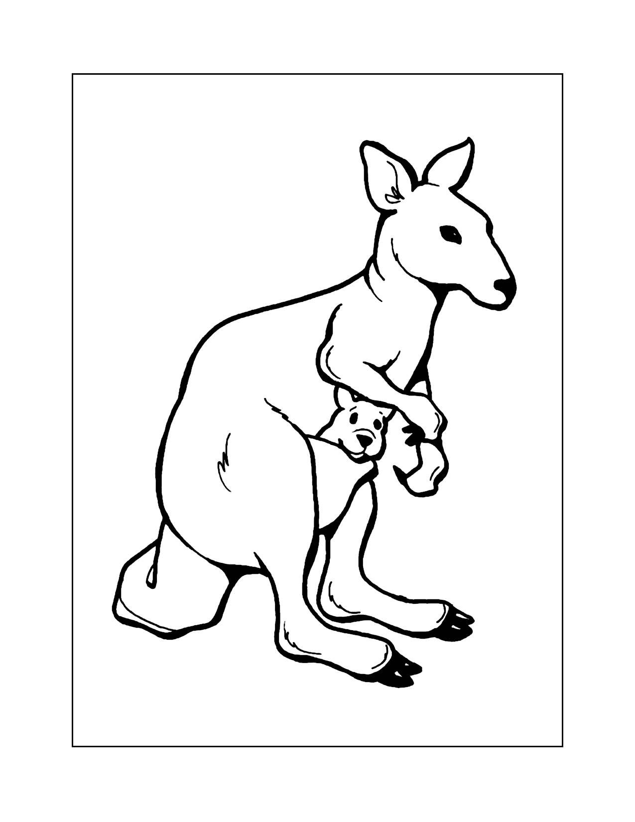 Kangaroo With Baby Coloring Page