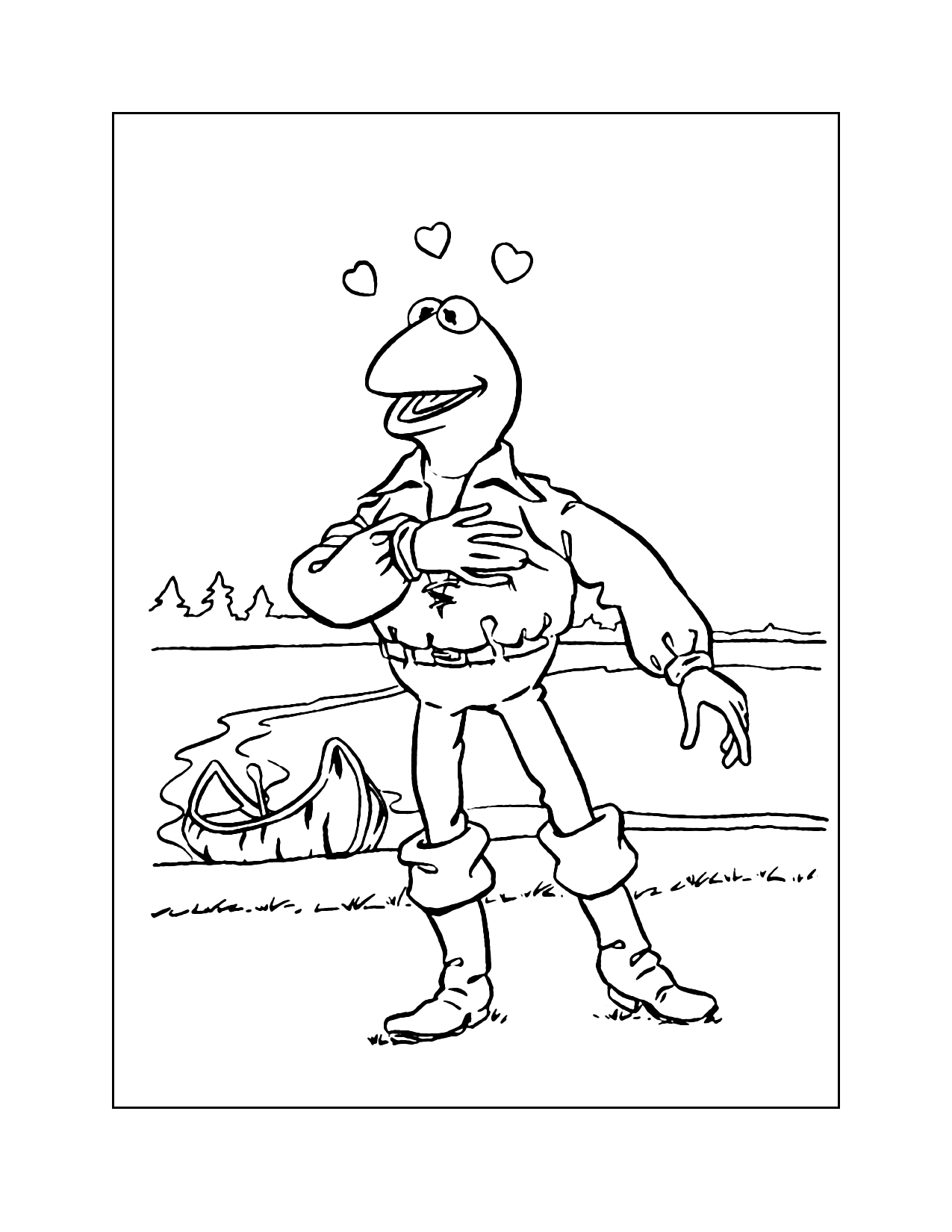 Kermit In Love Coloring Page