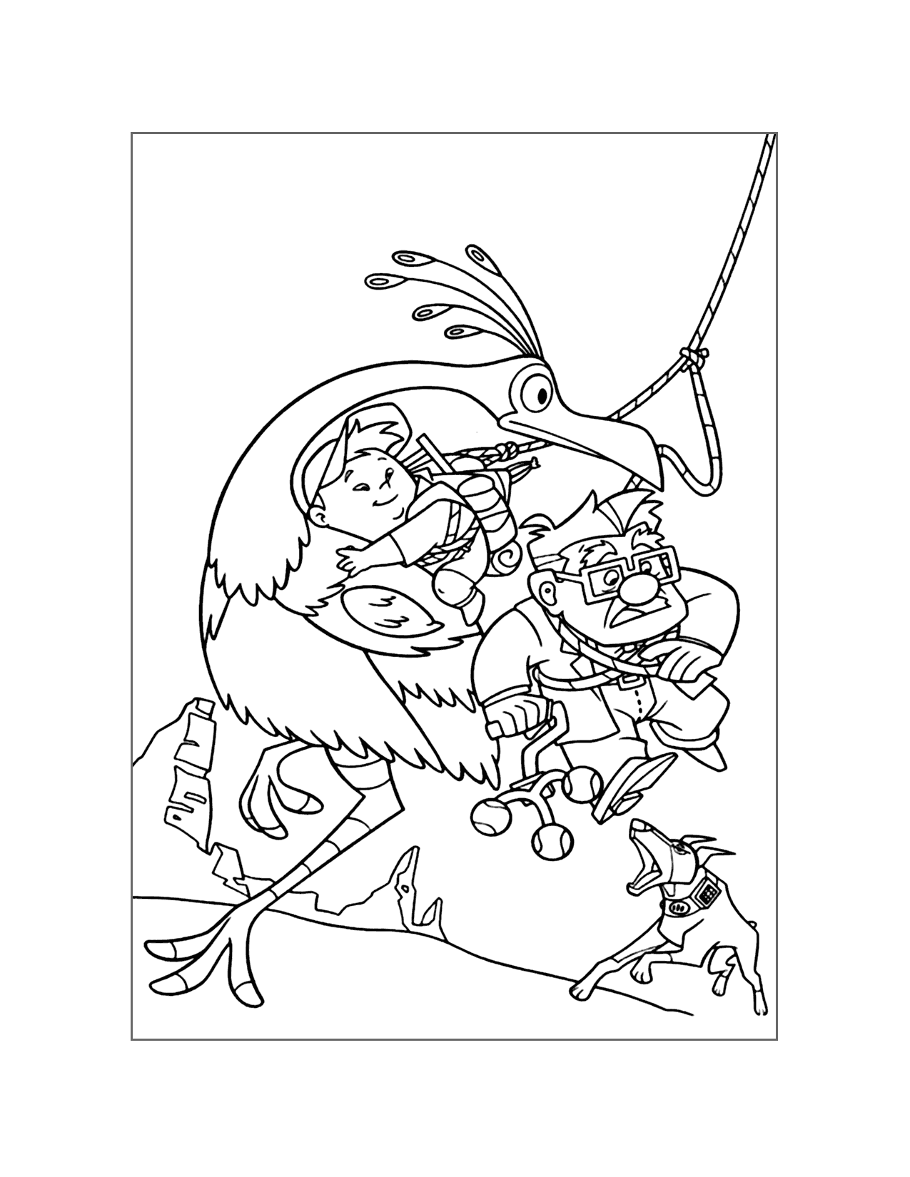 Kevin Saves Carl And Russell Up Coloring Page