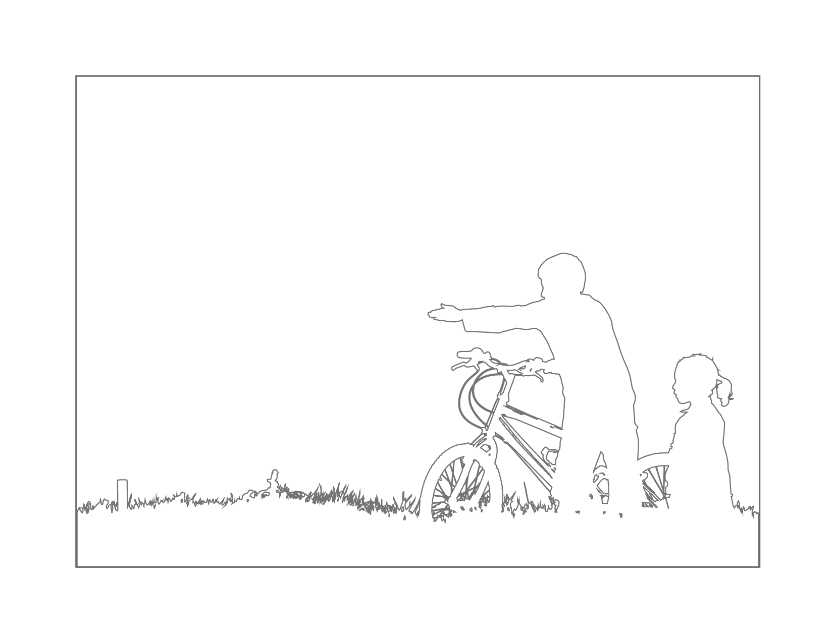 Kids Riding Bike In Prairie Coloring Page
