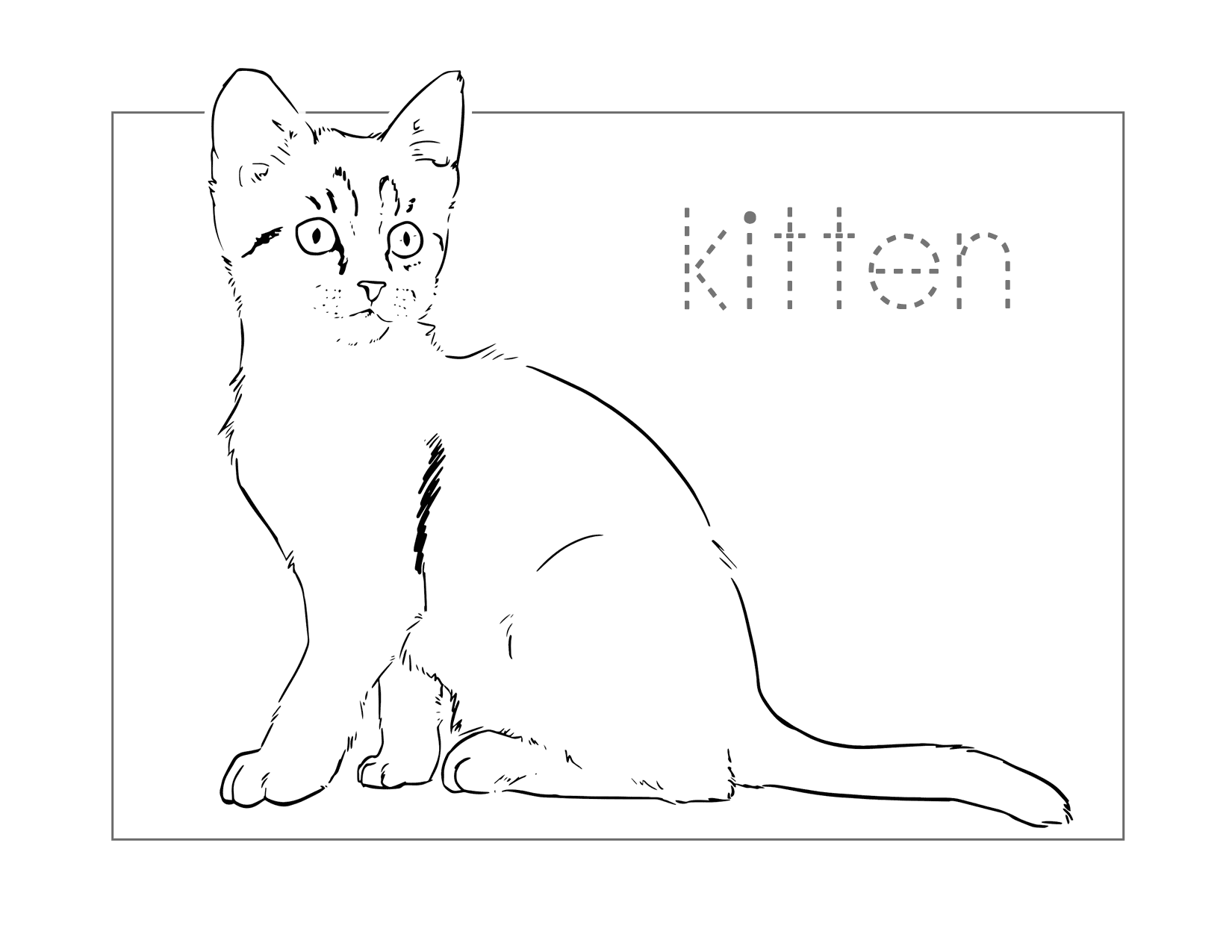 Kitten Spelling Coloring Sheet