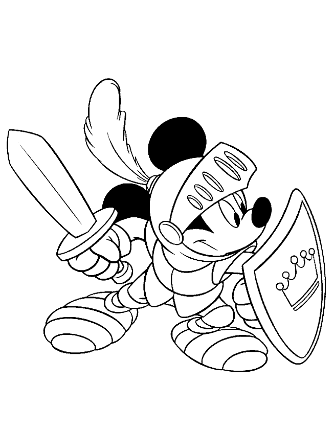 Knight Mickey Mouse Coloring Page