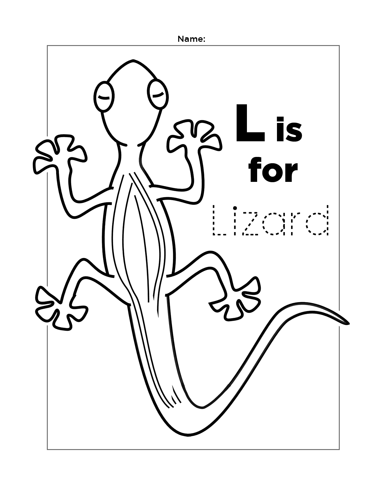 L Is For Lizard Spelling Sheet