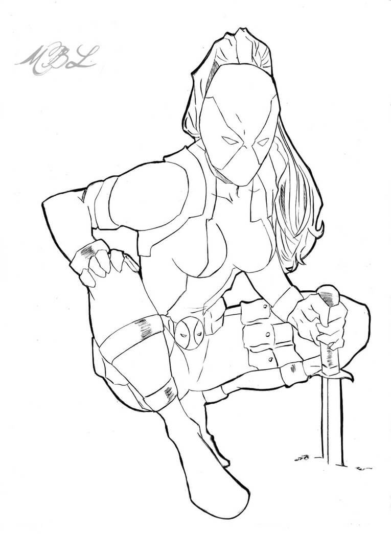 Lady Deadpool Coloring Page