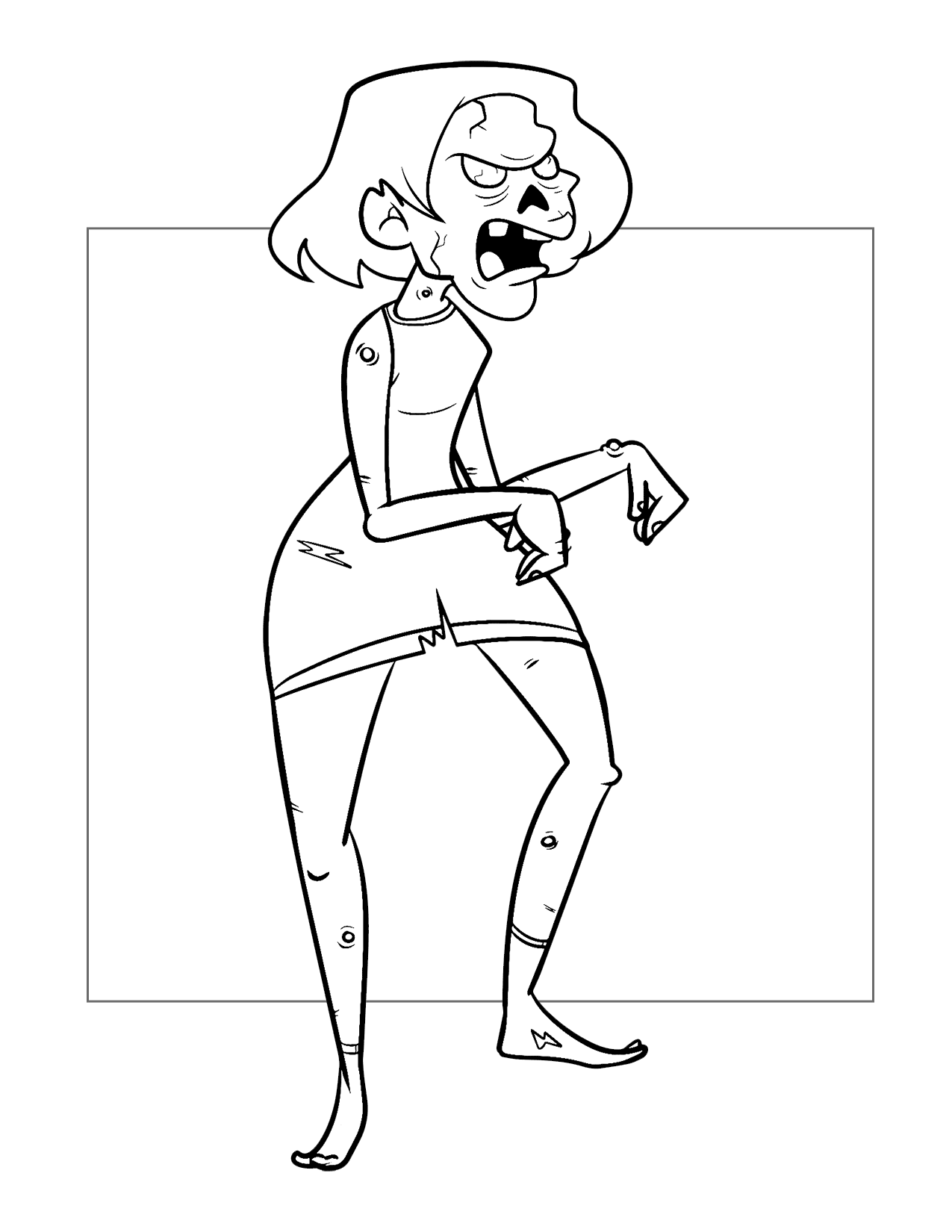 Lady Zombie Coloring Page