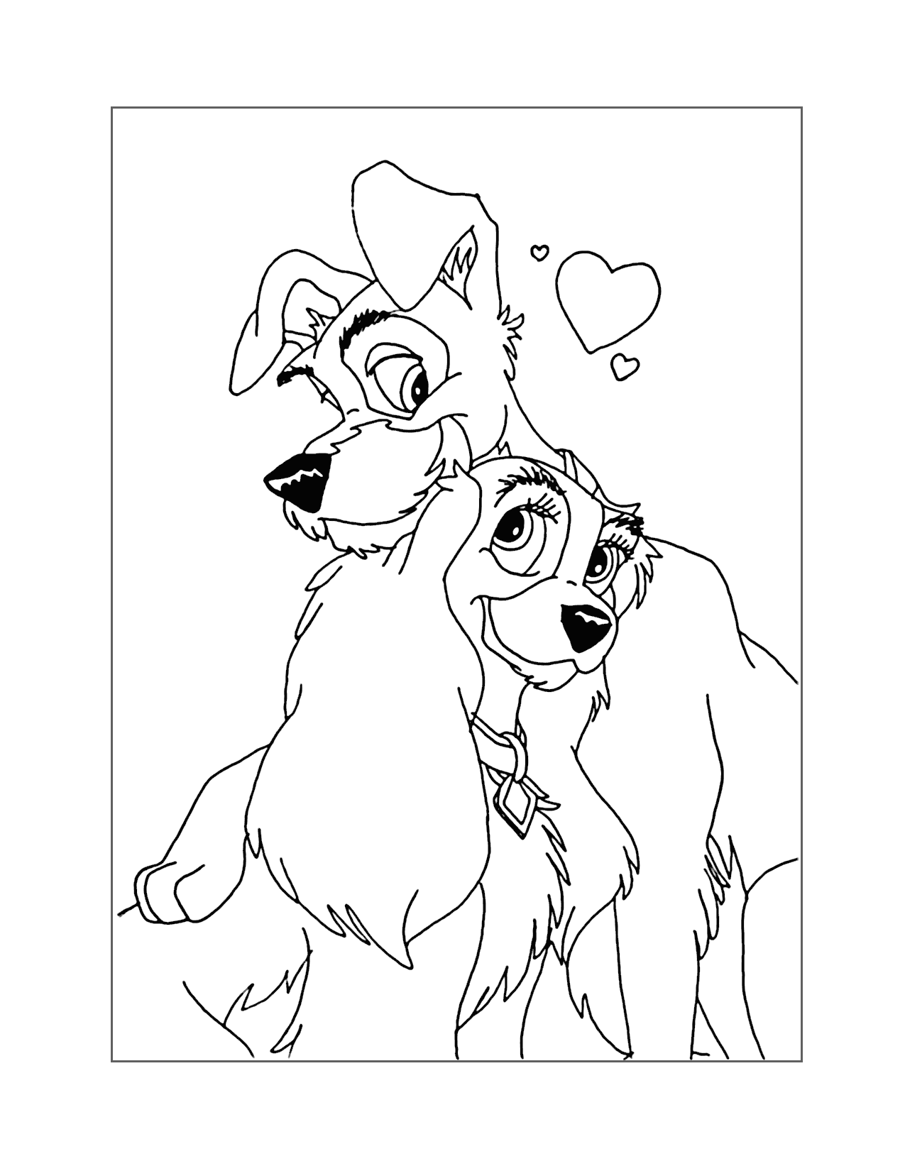 Lady And The Tramp In Love Coloring Page