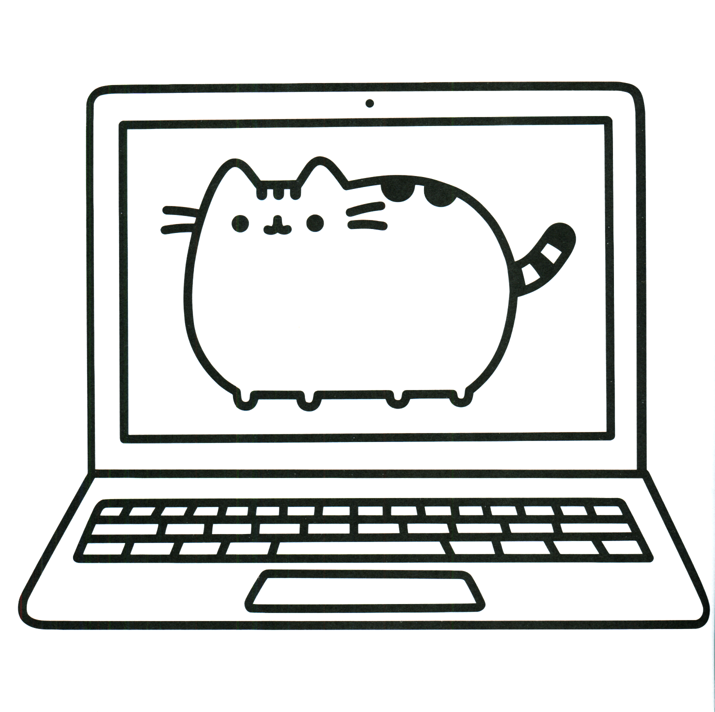 Laptop Pusheen Coloring Pages