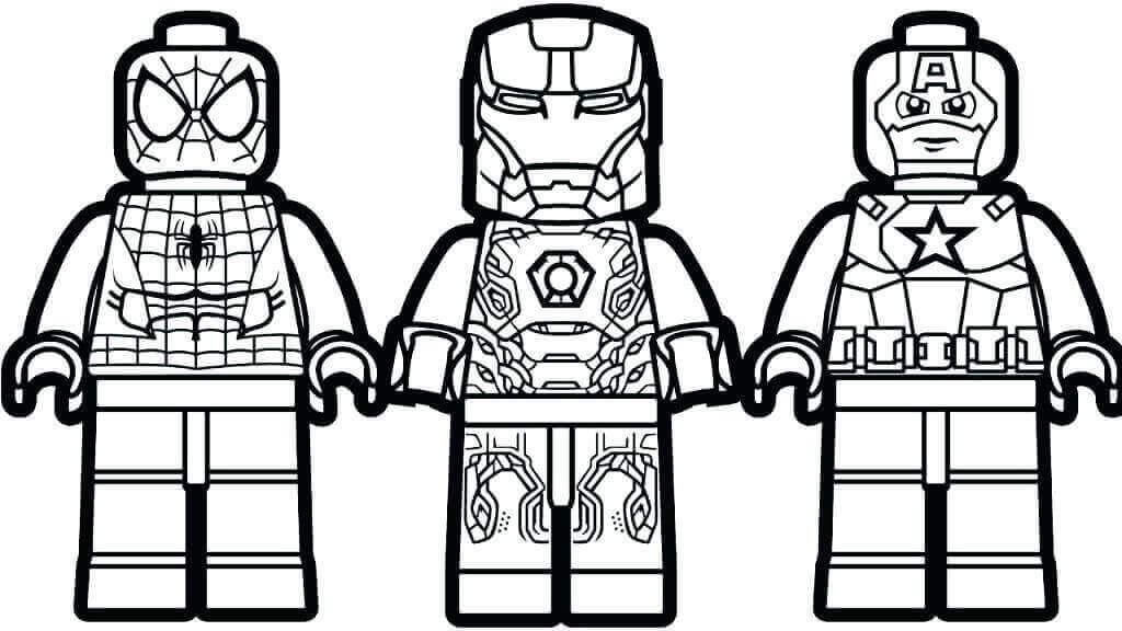 Lego Avengers Spiderman Ironman Captain America Coloring Page