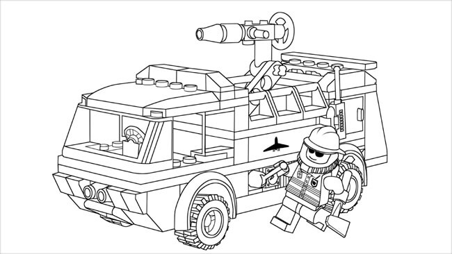 Lego City Fire Truck Coloring Page